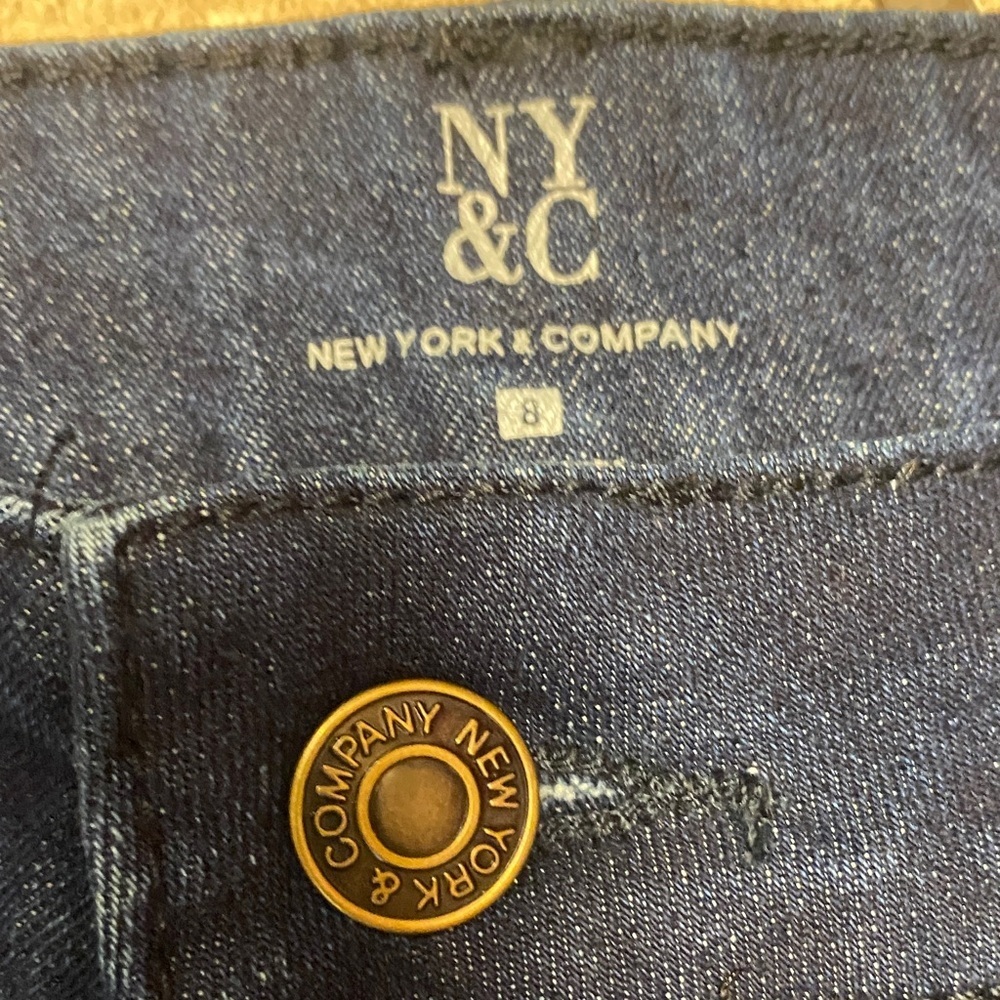 New York & Company Dark Blue Size 8 Denim Wide Leg Jeans Cropped - Picture 2 of 10